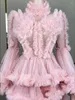 Stage Wear Pink Fluffy Skirt Nightclub Bar Dj Evening Dress Women Gogo Dancers Outfits Female Singer Performance Party DN16843