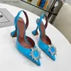 Scarpe eleganti Sandali Scarpe eleganti estive Tacchi alti Raso a punta Fionda Fionda Cristallo Girasole 10 cm Donne Designer di lusso Festa nuziale 35-41H240308