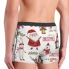 Cuecas novidade boxer shorts calcinha briefs homens bonito papai noel natal inverno roupa interior respirável para homme plus size