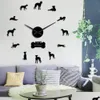 Orologi da parete Oversize Whippet Dog Portrait 3D Orologio da parete in acrilico fai da te Levriero italiano Canino Animale Adesivi effetto specchio Drop Deliv Dhq0M