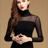 Gereedschappen Mesh Tops Spring Autumn Sexy Fashion Casual Stretch Long Sleeve Blouse Shirt Elegant Top For Women Blusas nieuw aankomsten