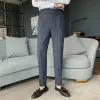 Pants Business Casual Suit Pants Men Korean Fashion Spring Slim Classic Blazer Pants Simple Wild Vintage Elegance Trousers High midja