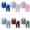 Gentleman Outfits Birthday Costume for Boy Children Spring Autumn Boutique Clothing Set Solid Vest Suit Kids Cotton Formal Wears 240307