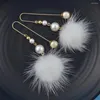Dangle Earrings Idealway 5 Colors Women Unique Soft Fur Ball Pom Long Drop Ear Jewelry Bridal Pearl Earring Bijoux