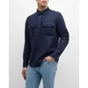 Men Shirts Spring and Summer Brioni Navy Blue Long Sleeves Comfortable and Breathable Shirts
