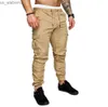 Men's Pants Fashion Mens Skinny Urban Straight Cargo Pants Leg Trousers Pencil Jogger Tactical Cargo Pants Male army Trousers 240308