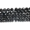 Luźne kamienie szlachetne drobne naturalne kamieniem fasetowane czarne turmalinowe okrągłe szlachetne koraliki dystansowe do biżuterii produkują