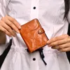 Wallets AETOO Wallet Men's And Women's Leather Short Folding Card Bag Soft Cowhide Vertical Fashion Brand Simple Retro Thin