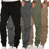 Pantaloni da jogging da uomo con vita elasticizzata Pantaloni chino da lavoro stile cargo Joggers Bottoms UK 240308