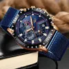 Lige novos relógios masculinos moda topo marca de luxo aço inoxidável azul relógio quartzo masculino casual esporte à prova dwaterproof água relogio ly212k