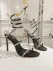 Letnia luksusowa marka Kobiety Rene Caovilla Cleo Sandals Buty koraliki Spirape Spiral Ofory szpilki pięty Lady Party Wedding Gladiator Sandalias EU35-43