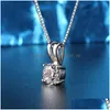 Ожерелья с подвесками ручной работы 2Ct Lab Diamond Real 925 Sterling Sier Party Wedding Подвески Колье-цепочка Ожерелье для женщин Fine Jewelr Dhqjx