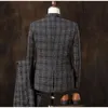 Homens de negócios formal fino ajuste casamento baile ternos masculino boutique xadrez design noivo vestido blazers jaqueta calças colete 3 peças conjunto 240227