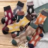 Women Socks Japanese Style Autumn Winter Wool Clay-colored Chiffon Ladies Warm With Christmas Tree Thickened 134