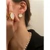 Brass With 18 K Gold Double Side Natural Shell Rings Women Jewlery Designer T Show Club Cocktail Party Rare Japan Korean 240306