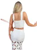 Kvinnor Sexig stickad 2 -bitar kläder ärmlös tankskörd och klipp ut midi kjolar sommarstrandklänning set vita s 240308