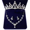 Golden Zircon Bride Crown Three-Piece Set Bridal Accessories Wedding Crown Tiara Halsbandörhängen Smyckesuppsättning 2406