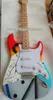 Custom Shop EricClapton Crash Rainbow Crashocaster Over the Rainbow Chitarra elettrica Lavoro manuale Chitarre cinesi dipinte Manico in acero Dot Inlay Pickup single coil