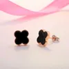 V bracelet Four leaf clover earrings silver agate earrings female internet celebrity temperament ear buckle ring rose gold ear hook pendant hot selling