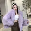 Haining 2023 Autumn/Winter Fox Fur Grass Coat Women's Hat Young and Aging Bat ärmar Löst dubbelsidig stickad 637947