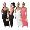 Womens Clothing Casual Dresses Summer Kardashian Invisible See Through Strap Solid Color Long Dress