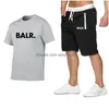 Herrspårssuits Summer Sport Mens Sportswear T ShirtsAddpants Running Shorts Set Clothes Sports Joggers Training Balr Fitness Suit DHSWB