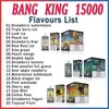 BANG KING 15000 PLUKS WEGELIJKE E SIGARETTES VAPE 20 SMAVOREN 0%2%3%5%25 ml Voorgevulde pod 1,0oHm Mesh Mesh Coil 650 mAh Oplaadbare batterij Puff 15k Bang Vape Sigaret