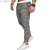 Men's Pants Fashion Mens Skinny Urban Straight Cargo Pants Leg Trousers Pencil Jogger Tactical Cargo Pants Male army Trousers 240308