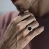 Cluster Rings Stylish 13mm Signet For Men Waterproof Stainless Steel Finger Band With Black Enamel Male Rock Punk Ring Jewelry