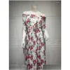 Shoder 핑크색 꽃 긴 드레스 여름 2023 년 시폰 프린트 벨트 주름 드레스 화이트 2xl 드롭 D DHDS1