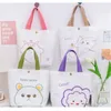 Sacs de courses en toile imprimés d'animaux de dessin animé, fourre-tout unisexe, fourre-tout réutilisable, pliable, mode Kawaii, sac à main