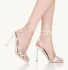 Verão de luxo feminino aquazzura noite estrelada sandálias sapatos flor cristal embelezamento salto alto senhora elegante gladiador sandalias EU35-43