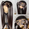 Syntetiska peruker 360 spets frontala raka mänskliga hår peruk brasiliansk 28 30 tum syntetisk frontstängning peruk för kvinnor 240308