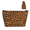 Cosmetic Bags Leopard Print Animal Skin Trapezoidal Portable Makeup Daily Storage Bag Case For Travel Toiletry Jewelry