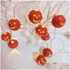 Brelong 2M 10Leds LED Halloween en fer forgé citrouille Grie cloche batterie lumière Skl décoration de vacances lumières chaîne goutte Del Dhjug