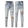 Jeans Designer Jeans Herren Jean High Street Jeans für Herren Stickerei Hosen Oversize Patch Hole Denim Straight Fashion Streetwear Slim Jeans 240308