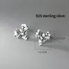 Stud Earrings Vintage 925 Sterling Silver Heart For Women Girl Delicate Color Studs Party Jewelry