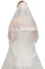 Veu De Noiva voile De mariée Appliques bord blanc ivoire court mariage avec peigne deux couches Tulle voile accessoires De mariage CPA1445