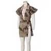 Werkjurken Felyn 2024 Collectie 2 Stuks Denim Vrouwen Set Camouflage Jas Mini-jurk Zomer Casual Straatoutfits