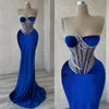 Glitter Crystal Prom Gowns One Shoulder Mermaid Evening Dresses Illusion Sleeveless Custom Made Formal Party Dresses