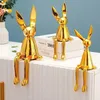 3 stycken kaninstaty söt djurharts nordiska skulpturer figurer hem skrivbord kreativt elektroplätat prydnad glänsande hantverk 240223