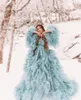 Party Dresses Chic Robe Tulle Prom Long Sleeves Puffy Ruffled V-Neck Floor Length Multi-layer Evening Dress Design Fashion