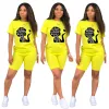 Capris Two Piece Sets Womens Outifits Oneck Pullover短袖Tshirtカジュアルトラックスーツレギンパンツ女性ショートセット