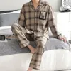 Lente Herfst Streep Katoenen Pyjama Casual Plaid Pyjama Mannen Lange Mouw Nachtkleding Ademend Comfortabele Housewear Pak 3XL 240307