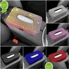 Interior Decorations New Luxury Rhinestone Car Tissue Box Holder Block-Type For Center Console Armrest Seat Back Bling Accessories Dro Dhrtk