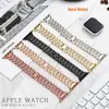Band tittar på lyxdiaminds Watchband Straps Compatible with Watch 7 6 5 Bands Women Jewelry Bling Diamond Rhinestone Replacement Metal Strap 240308