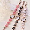 Zegarek moda małe zegarki kobiety 2024 luksusowa bransoletka z kwiatem dhinestone ze stali nierdzewnej sukienka ze zegarem żeńska