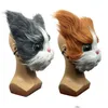 Party Maskers Leuke Kat Masker Halloween Nieuwigheid Kostuum Fl Hoofd 3D Realistisch Dier Cosplay Props 220826 Drop Levering Dh2Xm