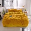 Conjuntos de cama Faux Fur Consolador Conjunto de cama 21 cores Coral Fleece Folha Duveta Er Beder Colcha na cama com elástico Drop Dhleg