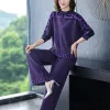 Capris Twopiece Women Tempreamant Knitwear Clothing Set 2023ファッション新しい秋のルーズトップ+ワイドレッグパンツレディースカジュアル服